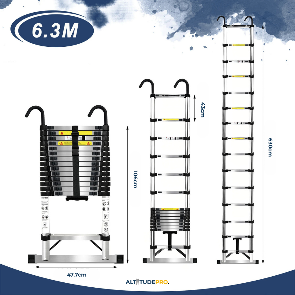 Échelle Télescopique 6,3 m en Acier Inoxydable
