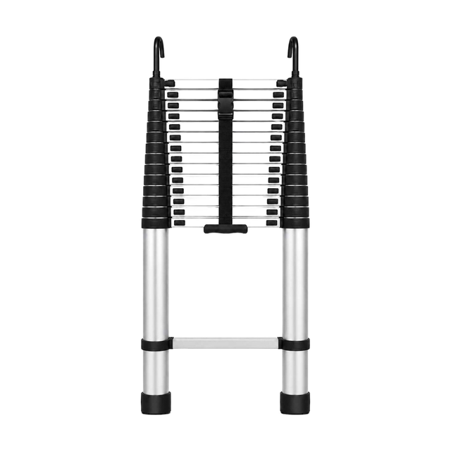 Échelle Télescopique 6,2 m Aluminium avec Crochets de Toit